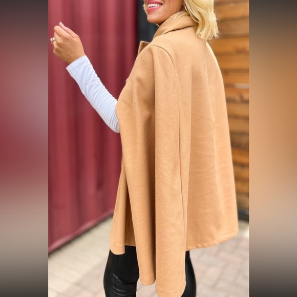 Camel Cape Overlay Coat - Picture 2 of 4